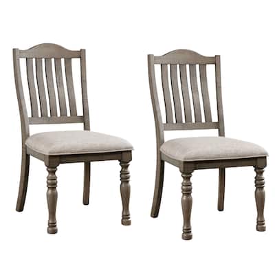 Cay Side Dining Chair Set of 2, Turned Legs, Curved Back, Gray