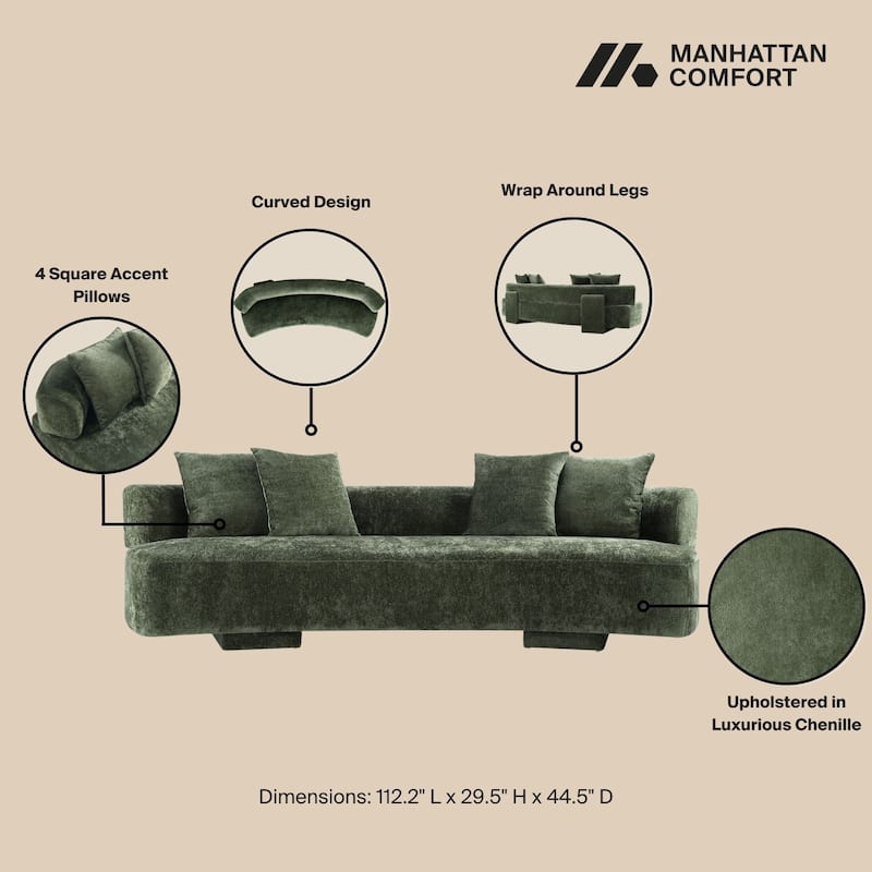 Manhattan Comfort 2 Piece Modern Verandah Chenille 112 Inch Sofa Set