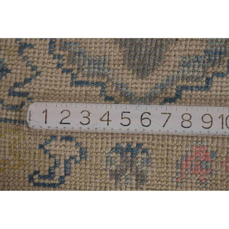 Hand Knotted Oriental 100% Wool Carpet Transitional All-Over Navy Blue & Blues Oushak Area Rug - 12' 11'' X 9' 5''