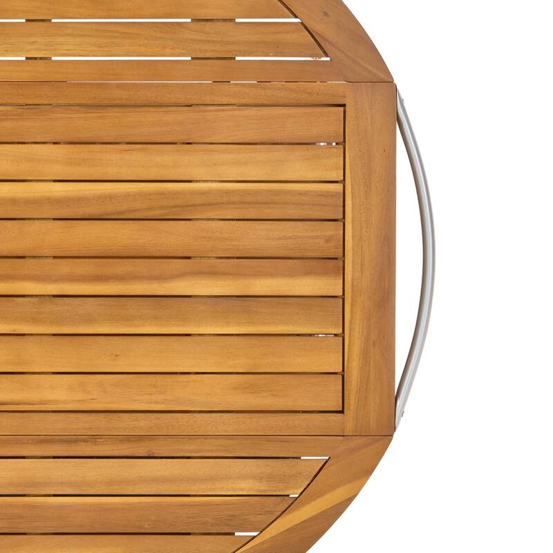 Christopher Knight Home - Teakline Outdoor Acacia Wood Bar Cart with Foldable Tabletop & Removable Trays