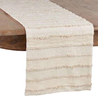 Table Runner With Fringe Stripe Design