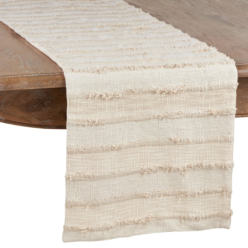 Table Runner With Fringe Stripe Design
