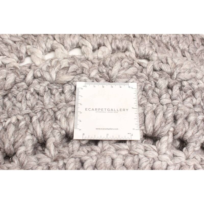 ECARPETGALLERY Braid weave Sienna Grey Wool Rug - 3'1 x 3'1