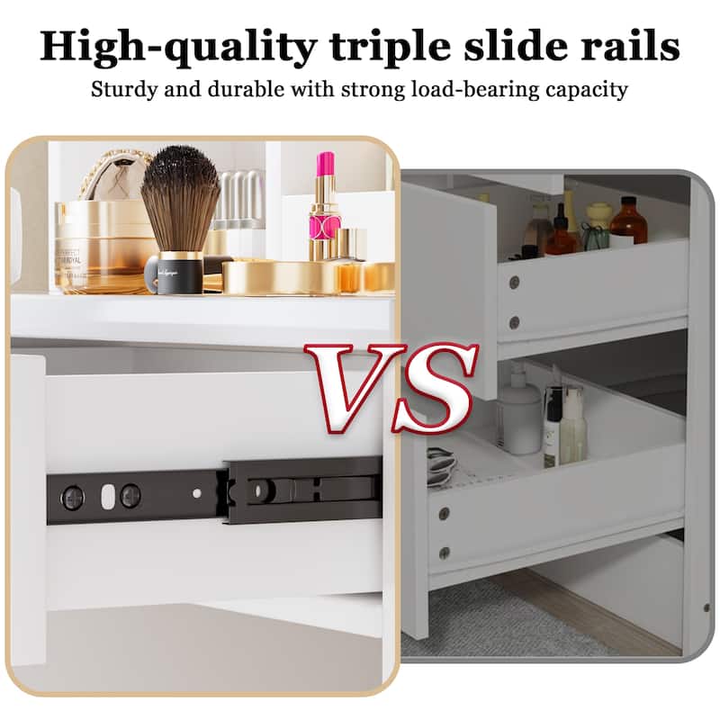 Makeup Vanity Desk with Power Outlet & 3 Lighting Modes