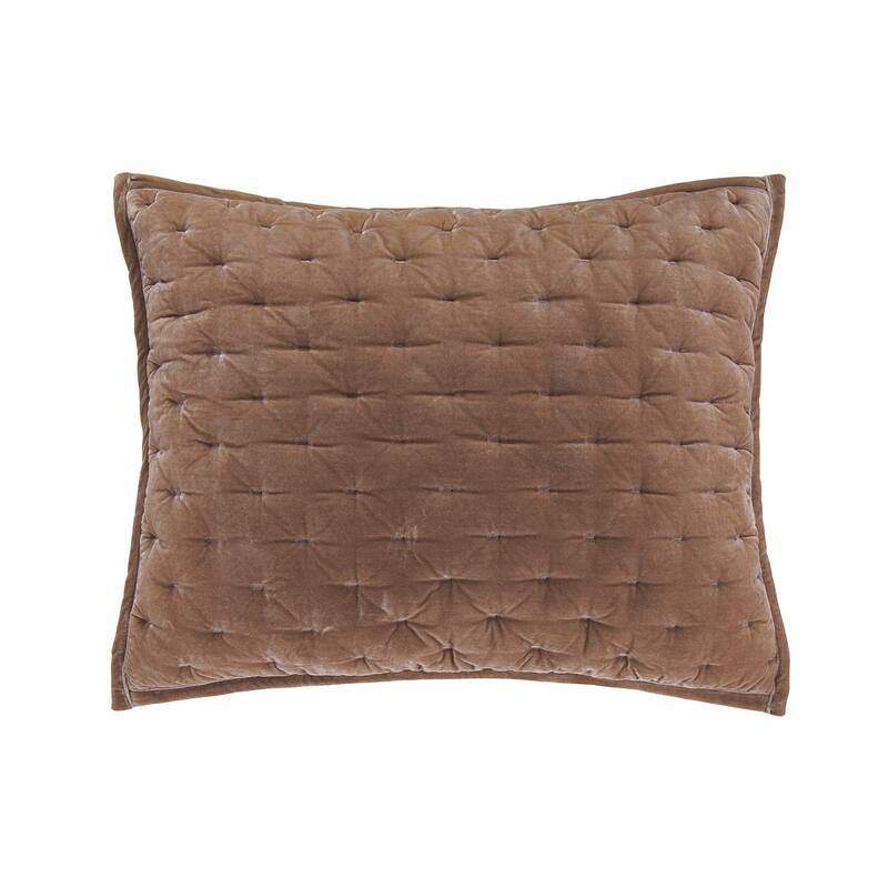 HiEnd Accents Stella Faux Silk Velvet Romantic Western Quilted Pillow Sham, 1PC - Standard - Dusty Rose