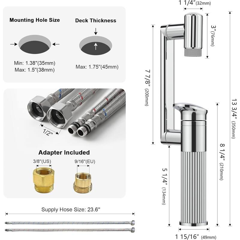 Lefton Rotatable Bathroom Faucet with Temperature Display in Fahrenheit with 2 Water Modes, BF2208-PRO