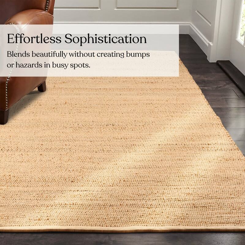 Delara Handwoven Natural Jute and Cotton Area Rug, Farmhouse Accent Rug for Living Room, Bedroom, Entryway, Flatweave