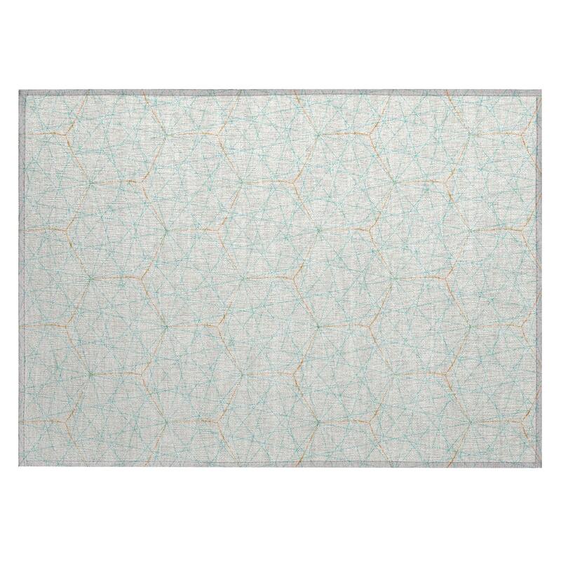 Machine Washable Indoor/ Outdoor Mosaic Geo Chantille Rug