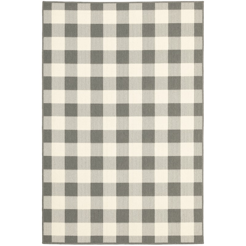 Madison Grey Ivory Geometric Outdoor Casual Area Rug