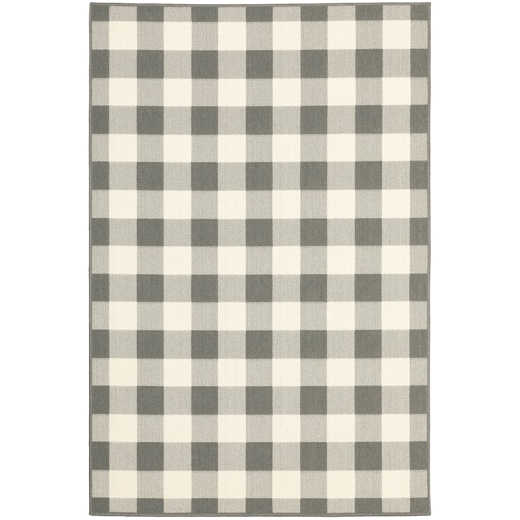 Madison Grey Ivory Geometric Outdoor Casual Area Rug