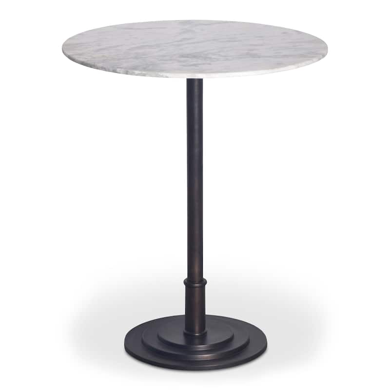 NADAAL STUDIOS Myric Counter Table, White Marble Top on Layered Cast Aluminum Base, White Marble