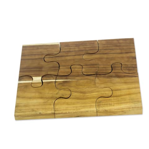 NOVICA Handmade Puzzle Teak Trivets (Set Of 6) Guatemala - 0.7" H x 12.25" W x 10" D