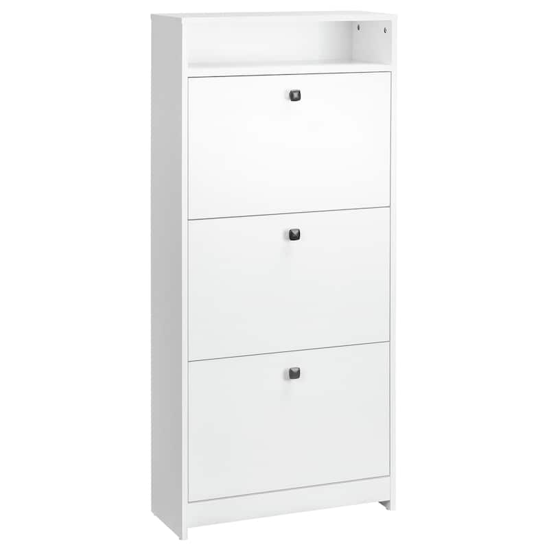 Slim Shoe Cabinet, Trendy Shoe Storage Cabinet with 3 Large Fold-Out Drawers & a Spacious Top Surface for Small Items