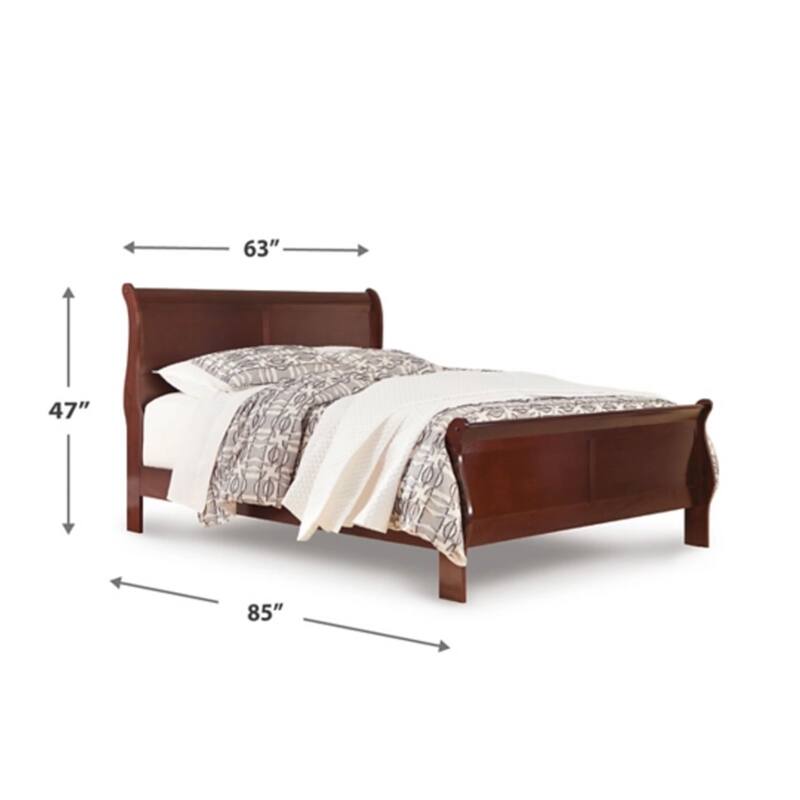 Deyr Queen Size Sleigh Bed, Louis Philippe Moulding, Warm Brown