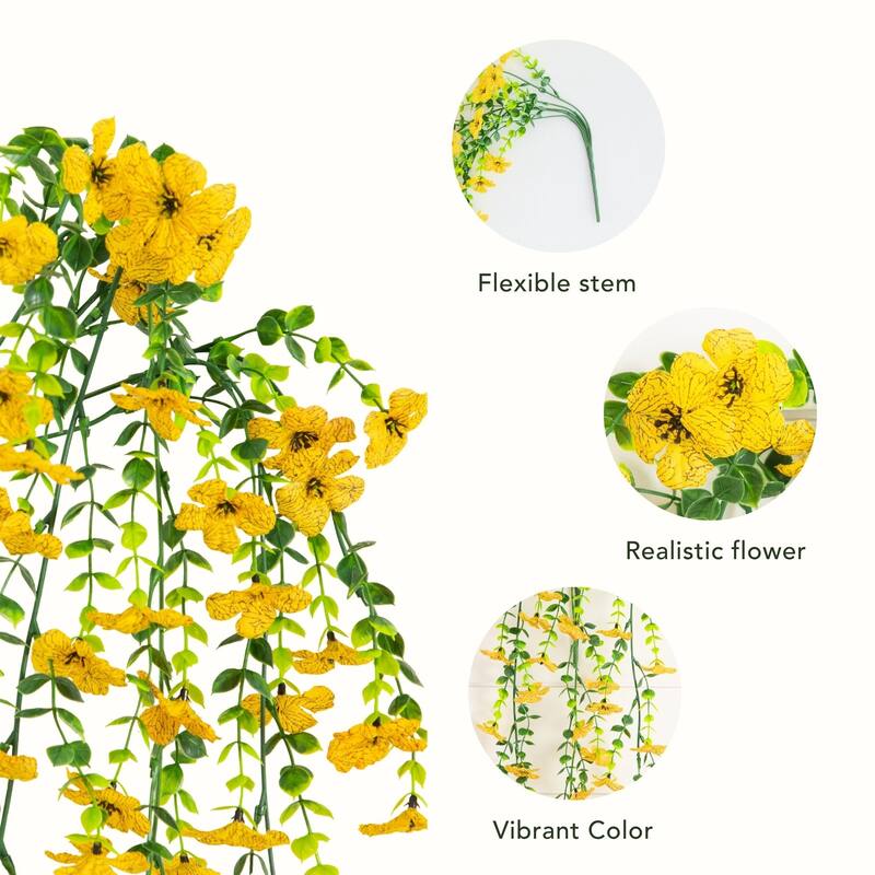 31-in UV Resistant Artificial Daisy Hanging Plant - Set of 6