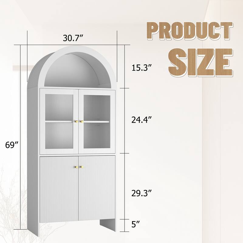 Modern MDF Dome Cabinet with LED Lighting, Tech Inspired Snack Storage Display Cabinet for Home