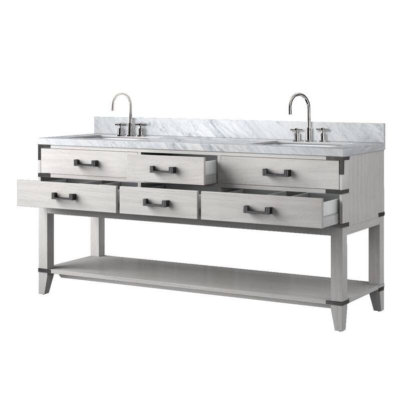 Norwalk Bath Vanity Carrara Marble Top, Sink and Faucet