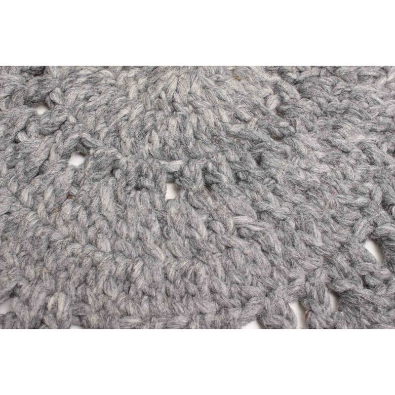 ECARPETGALLERY Braid weave Sienna Grey Wool Rug - 3'4 x 3'4