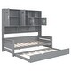 preview thumbnail 8 of 11, Twin Wooden Daybed With Size Trundle and All-in-One Cabinet, Grey