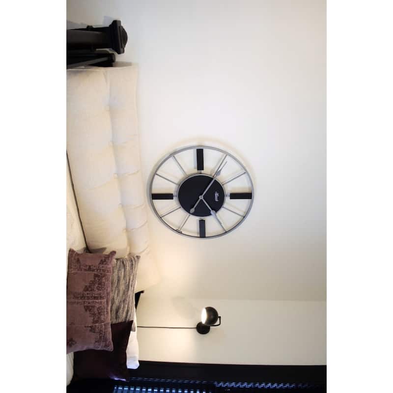 Wrought Iron Gallery Wall Clock - 32" - Black and Silver