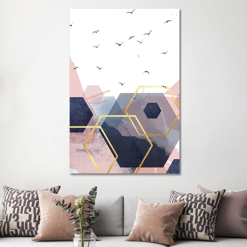 iCanvas "Abstract Navy Blush Gold II" by Urban Epiphany Canvas Print