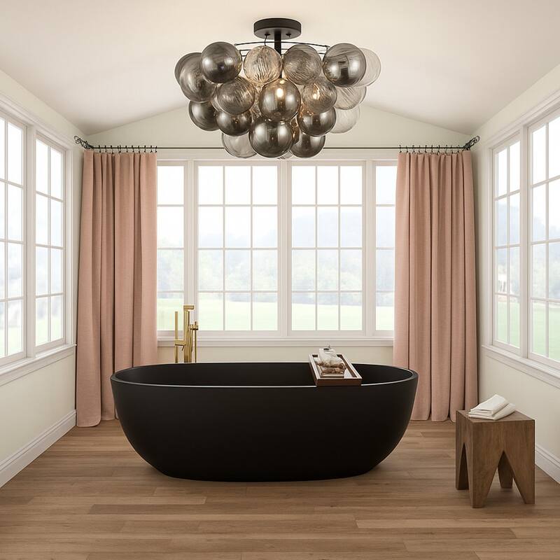 Eroile 1-light Modern Dimmable Glass Flush Mount Ceiling Lighting