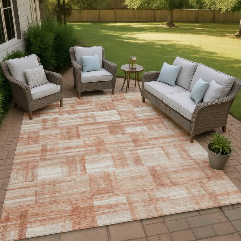 Machine Washable Indoor/ Outdoor Solid Hatches Chantille Rug - Copper - 5' x 7'6"