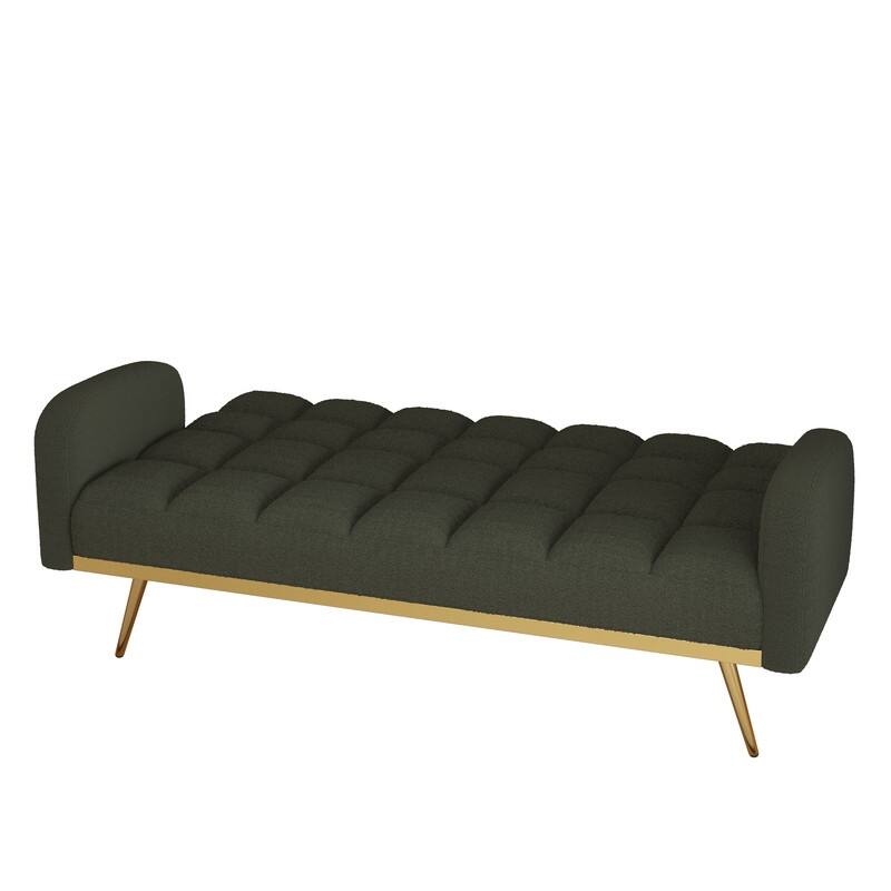 68.5-inch teddy velvet sofa bed with throw pillows