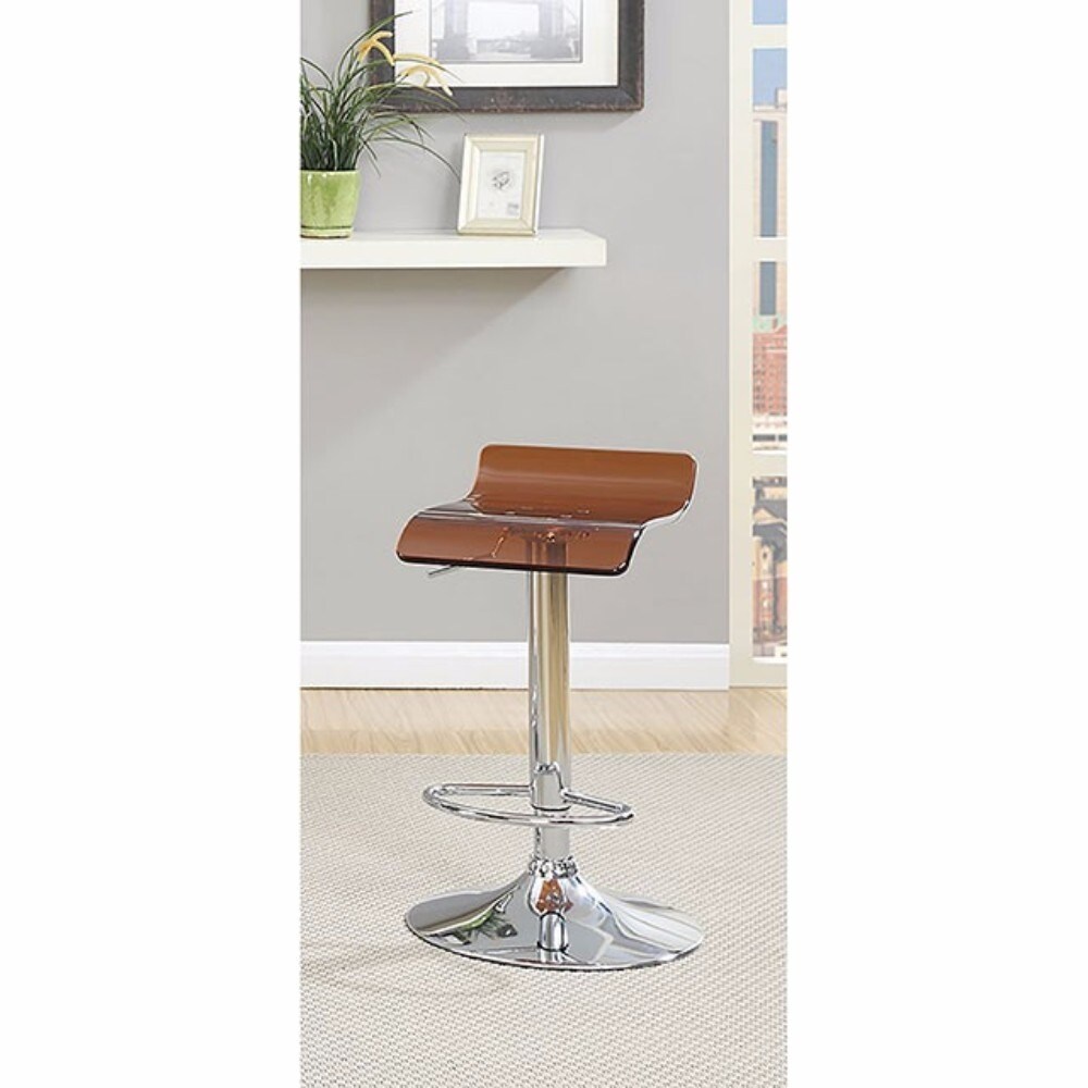 Overstock Contemporary Bar Chair Brown Color With Acrylic Seat, Set Of 2