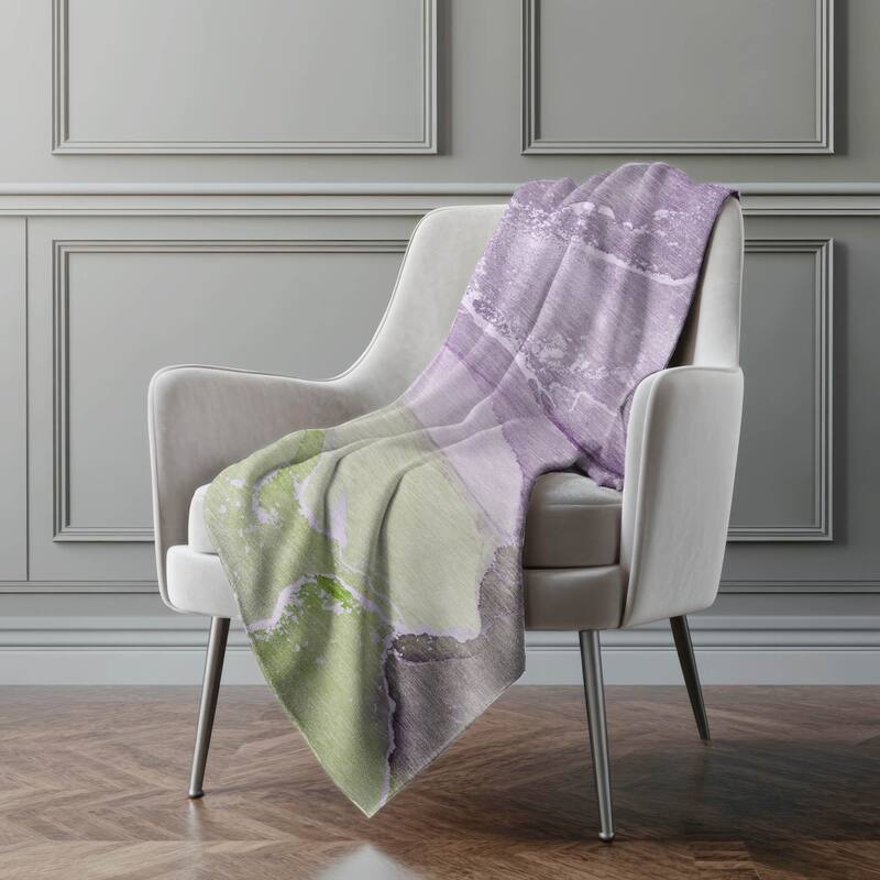 Premium Machine Washable Abstract Contemporary Sherpa Throw Blanket - Purple - 4'2" x 5'10"