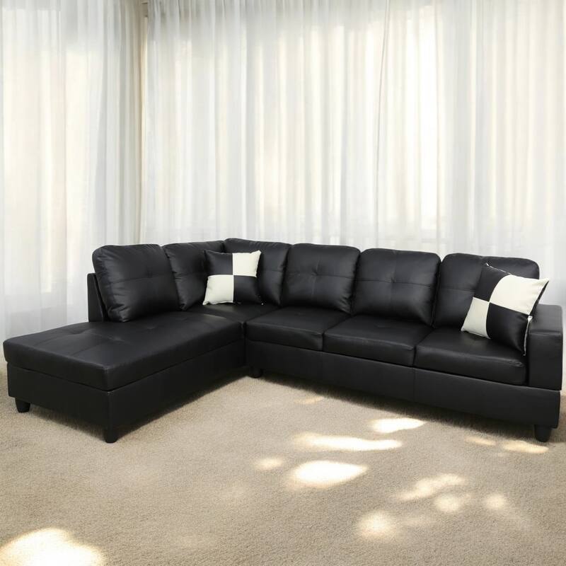 KISRAIS 103" Wide 2-Piece Vegan Leather Sectional Sofa