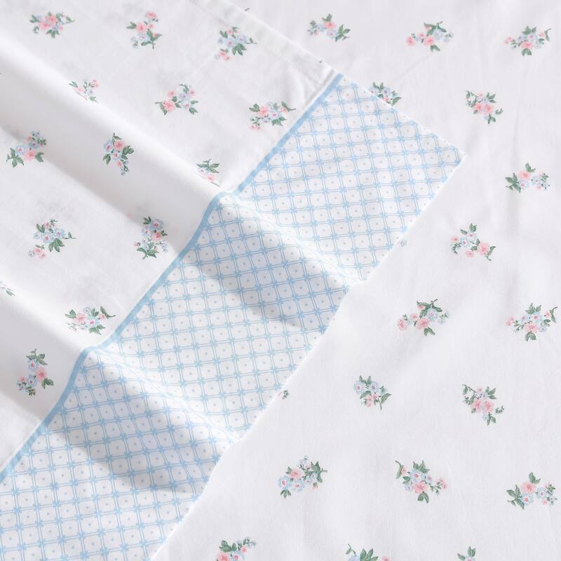 Laura Ashley Percale Cotton Printed Hem Sheet Sets