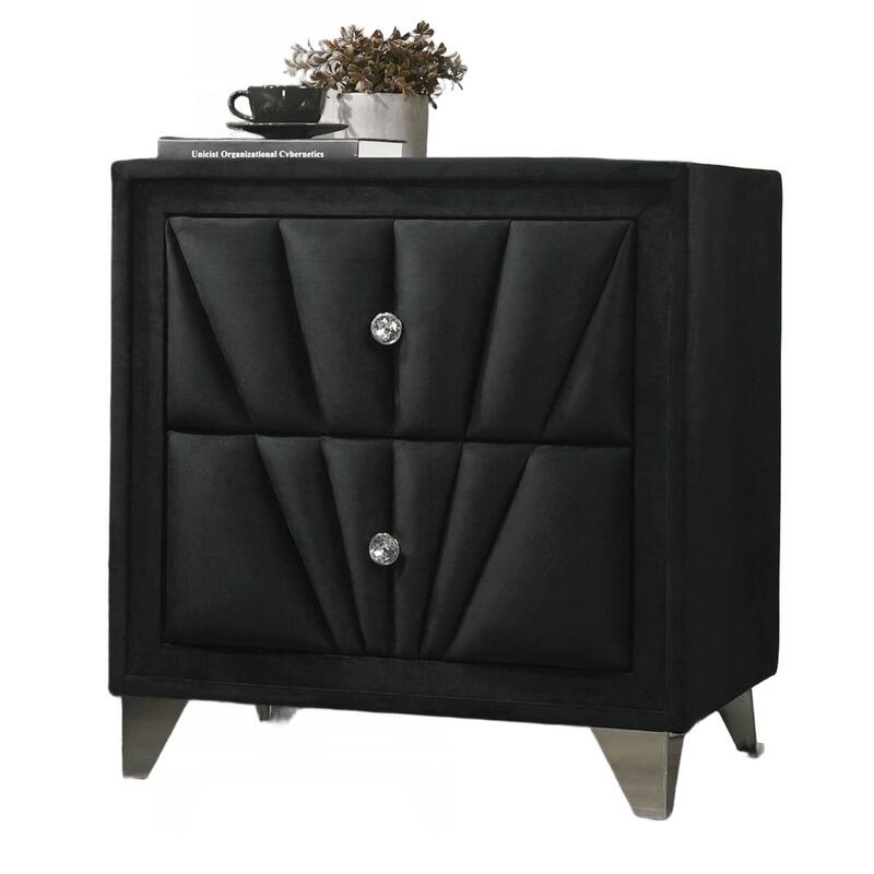 Charming Fully Upholstered Nightstand with Art Deco Appeal for Bedroom