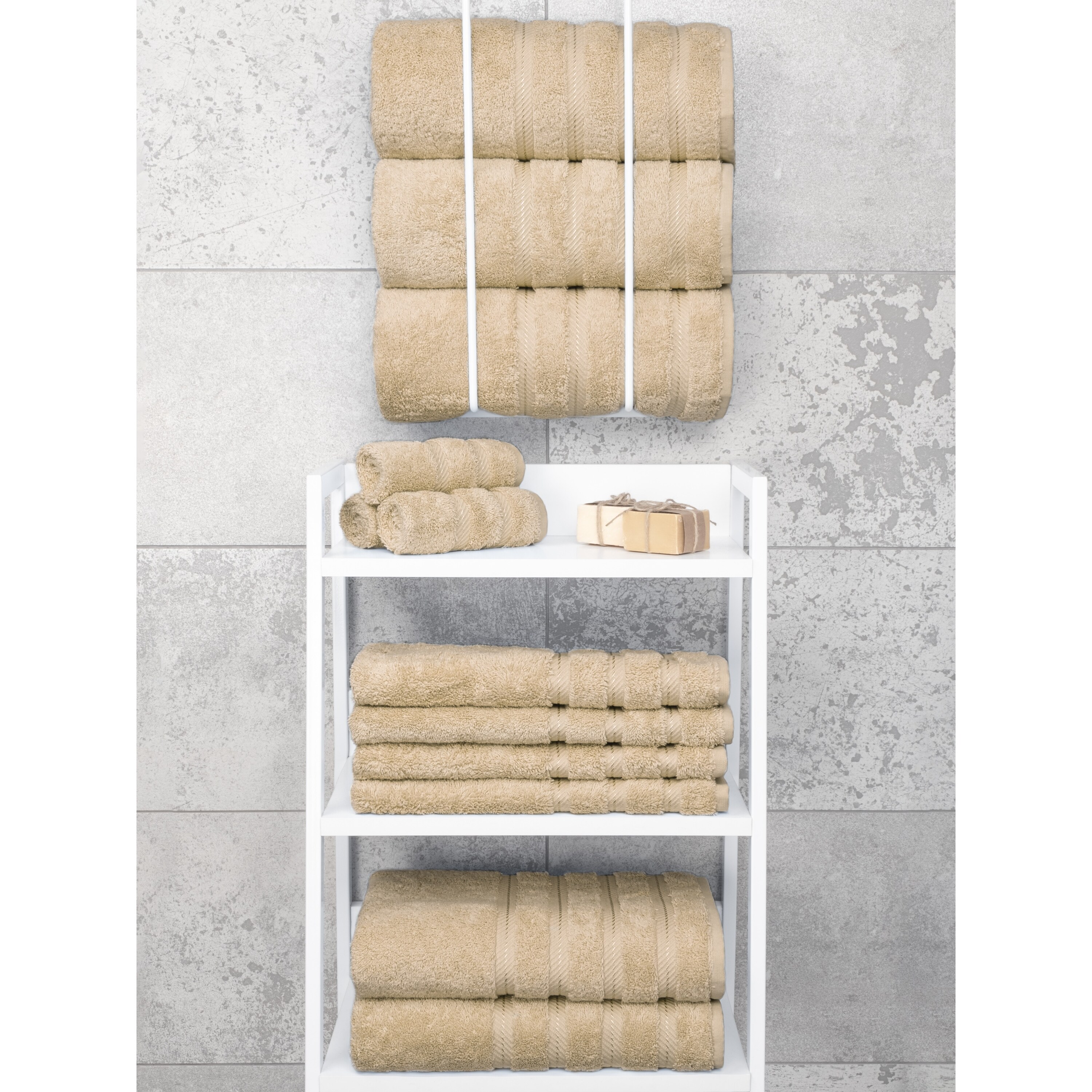 KAFTHAN Textile Fishbone Turkish Cotton Bath Towels (Set of 4),  59Lx35Wx0.5H - Ralphs