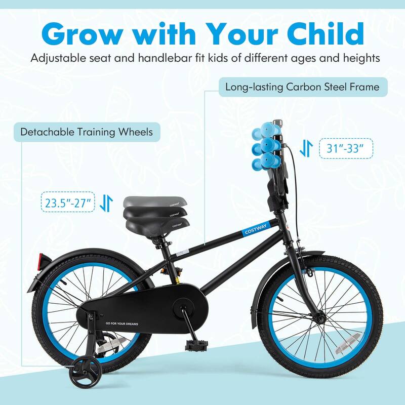 Costway 18" Kids Bike with Adjustable Saddle Handlebar Removable - See Details