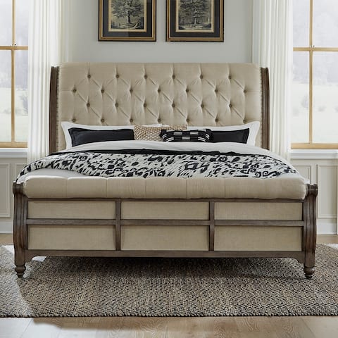 Americana Farmhouse Dusty Taupe Queen Sleigh Bed