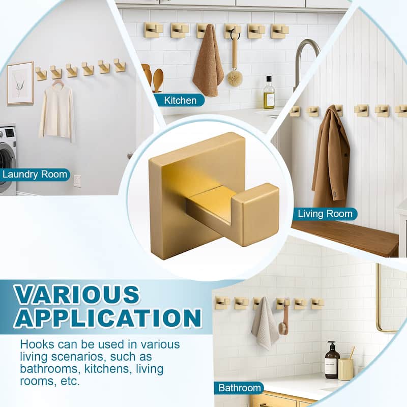 WOWOW J-Hook Wall Mount Robe/Towel Hook 6PCS