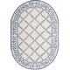 preview thumbnail 68 of 105, SAFAVIEH Handmade Chelsea Kimber Trellis French Country Wool Rug 7'6" x 9'6" Oval - Ivory/Light Blue - Oval