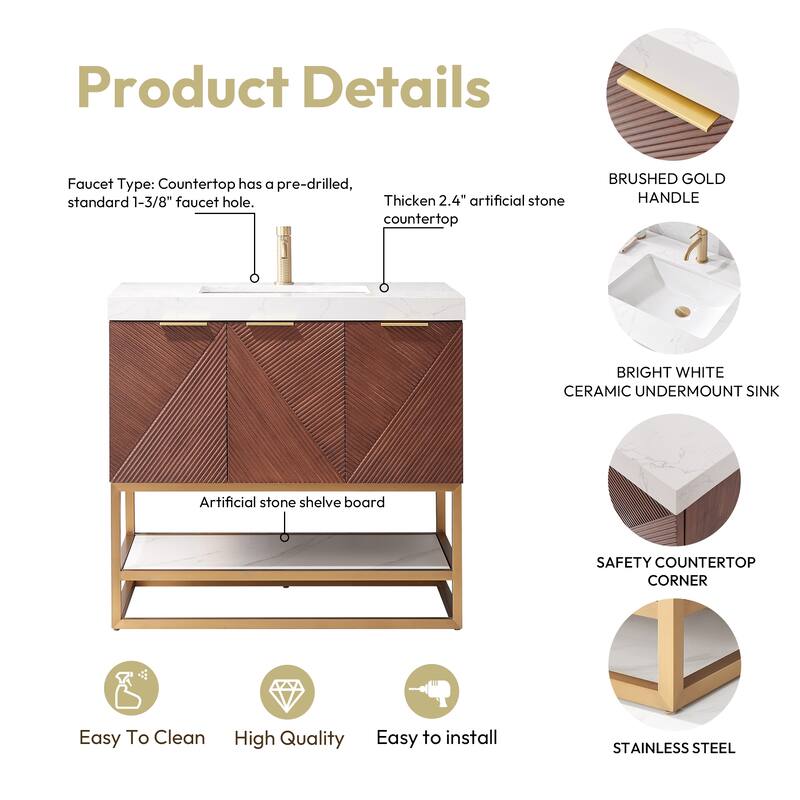 Mahon Single Bath Vanity with Composite Stone Top and Mirror