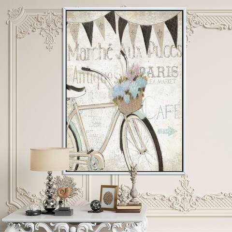 Designart 'French Bicycle Flea Market I' French Country Framed Canvas