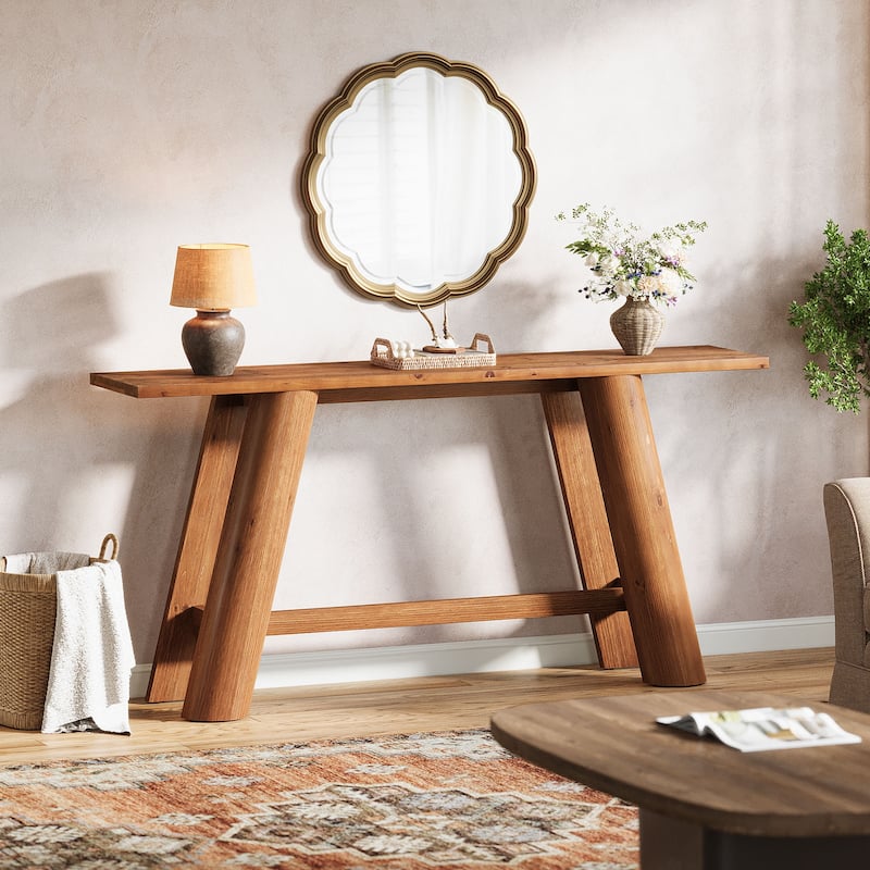 70.9" Long Farmhouse Solid Wood Console Sofa Table for Living Room