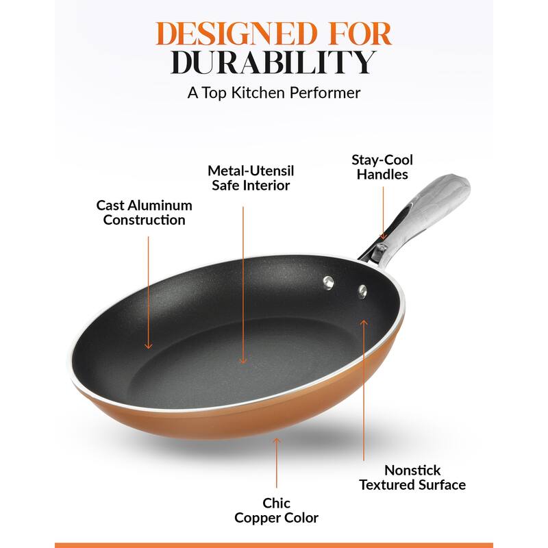 Gotham Steel Copper Cast Textured 11'' Nonstick Fry Pan with Stay Cool Handle