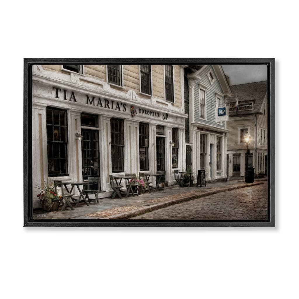 Stupell European Cafe Architecture Framed Floater Canvas Wall Art Design By Robin-Lee Viera