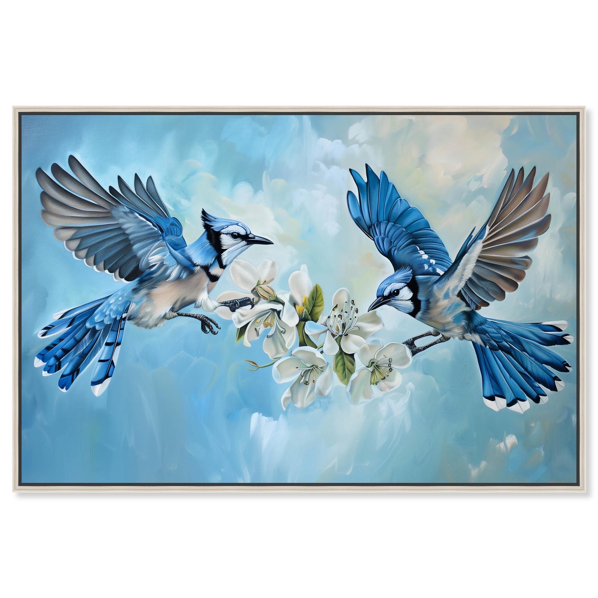 Blue Bird Flowers Canvas Farmhouse Art by Art Remedy