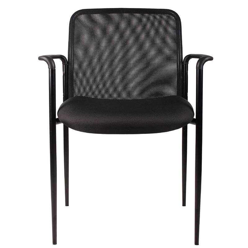 Vayu Guest Armchair, Black Mesh, Steel Frame, Stackable up to Four