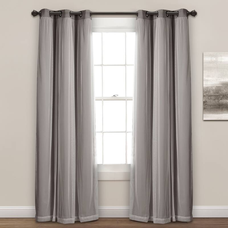Lush Decor Grommet Sheer Panel Pair with Insulated Blackout Lining