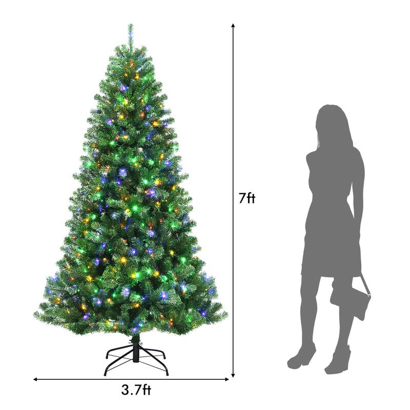 Artificial Christmas Tree with Remote Control and 9 Lighting Modes - 7 Foot