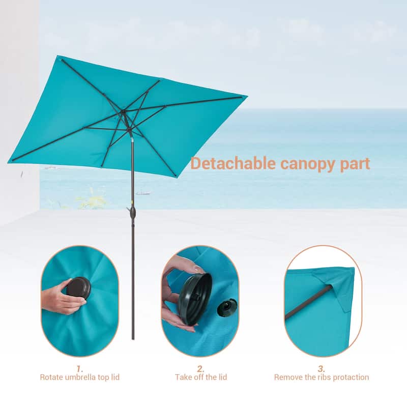 BONOSUKI Aluminum 10 x 6.5ft Patio Market Umbrella,Tilt and Crank