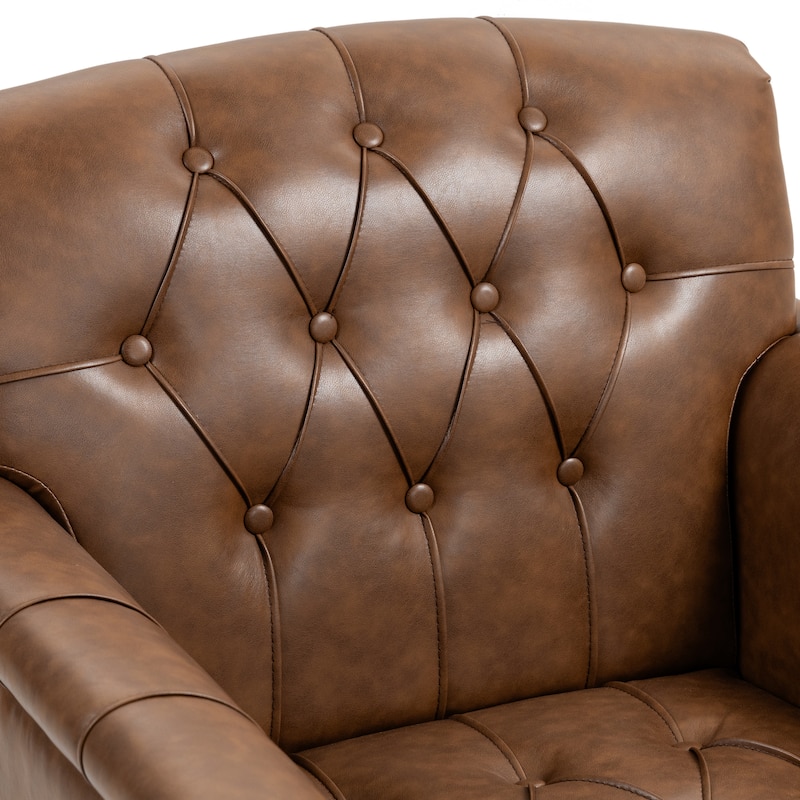 Tufted Accent Chair Vegan Leather Armchair for Living Room