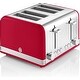preview thumbnail 1 of 3, Swan ST19020RN Retro 4 Slice Toaster, 7.2"x11.5"x10.4", Red